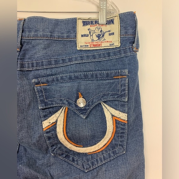 True Religion Men’s Straight Jeans Waist 38 Horse  Shoe Embroidered Pocket Flap - Picture 3 of 15